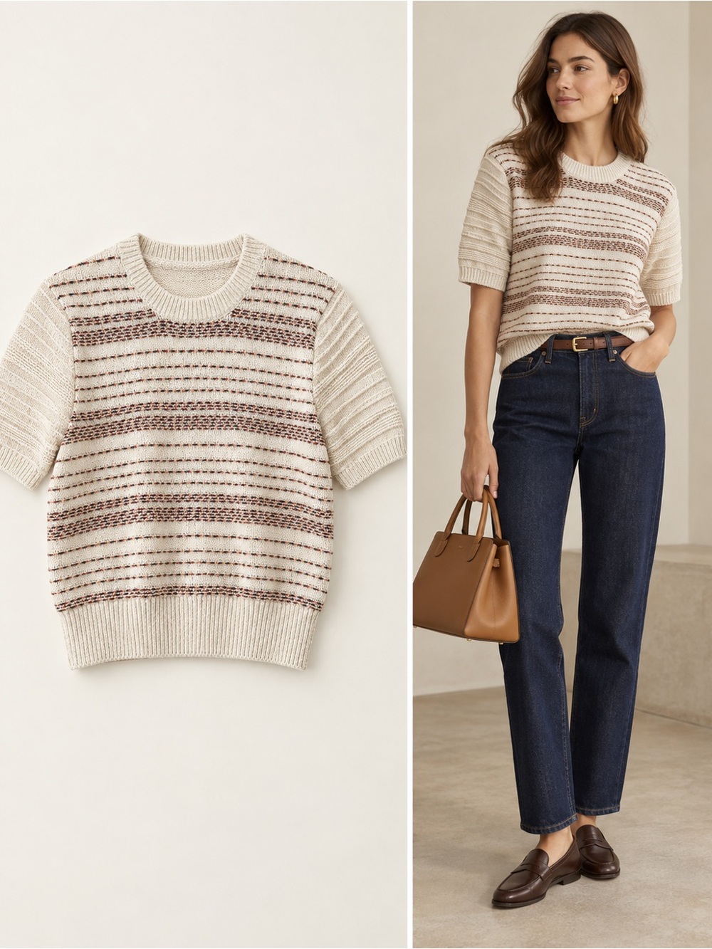 Loro Piana 100% Cotton Open-Knit Striped Sweater Top IT 36